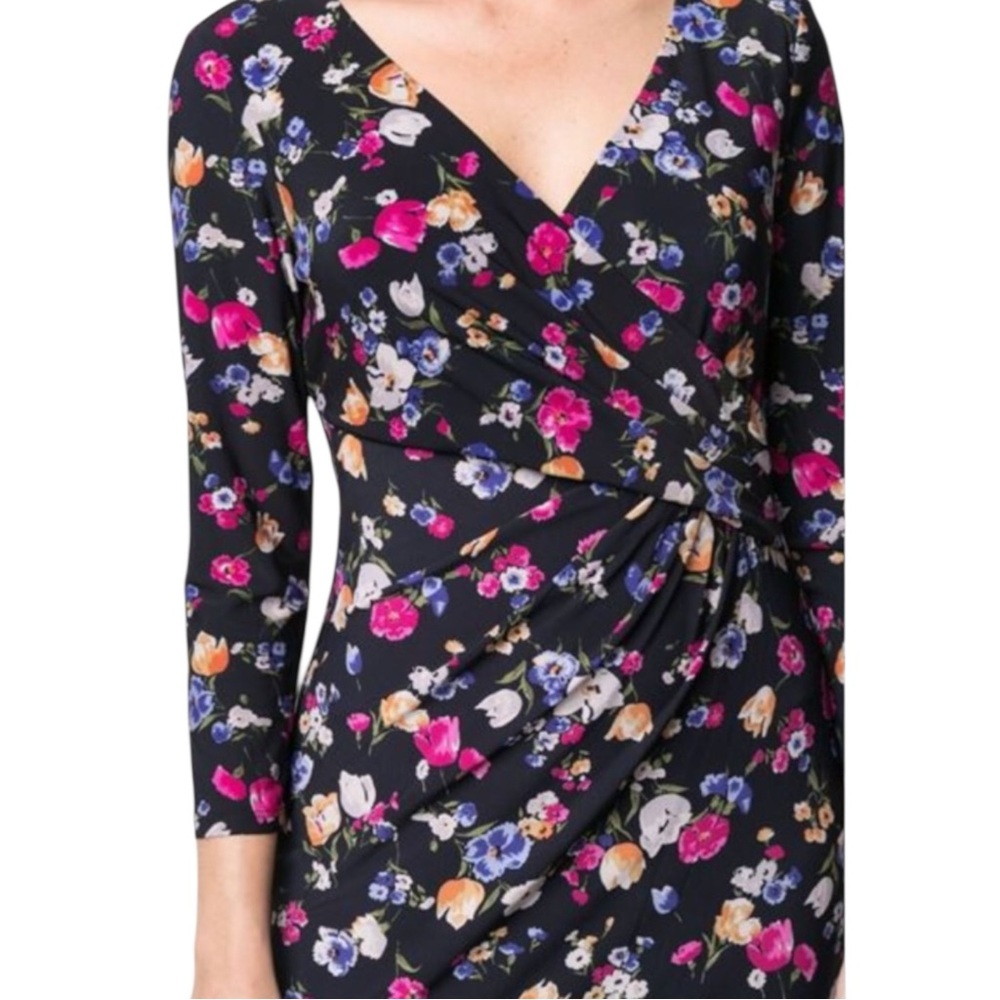 LAUREN RALPH LAUREN Cleora Front Twist Sheath Dress V-Neck 3/4 Sleeve NWT - Picture 4 of 13